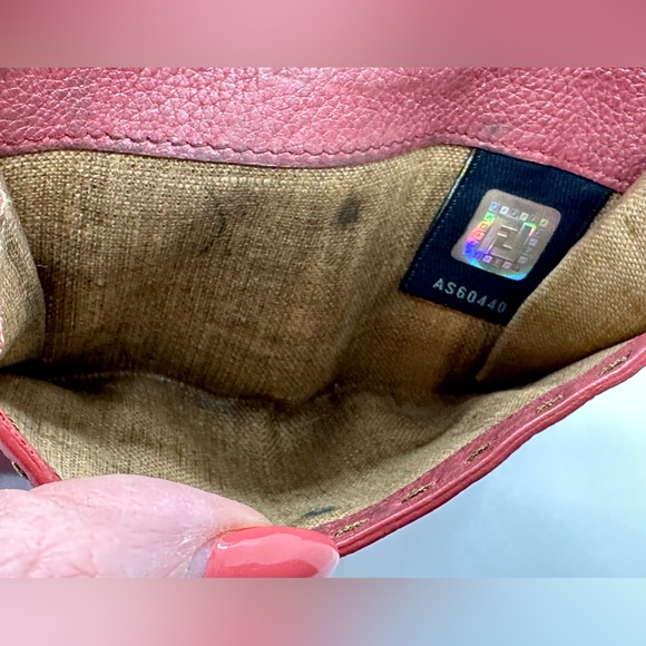 FENDI RARE METALLIC PINK SELLERIA  LEATHER COMPACT WALLET - Picture 14 of 15